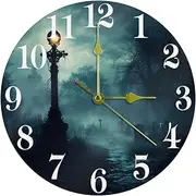 Creepy Cemetery Non-Ticking Wall Clocks, Battery Operated Silent Wall Clock for Bedroom Living Kitchen Office Home Art Decor