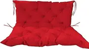 Waterproof Outdoor Cushions for 2 3 Seater Recliners Backrest Included Replacement Pads with Straps for Patio Swing Indoor Garden Porch Furniture 100x100x10cm Red