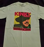 KINKY FRIEDMAN 2006 Texas Governor Campaign t-shirt Sm~Austin TX Artist Guy Juke