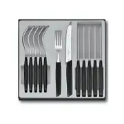 Victorinox 12 Piece Modern Steak Knife & Fork Cutlery Set of 12pc Black