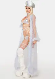 Periwinkle Mistress In Marabou Long Robe