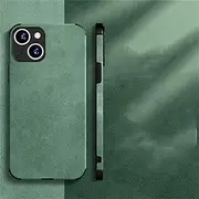 Soft Suede Fabric Vintage Case for iPhone 13 12 11 14Pro X XR XS Max 14Plus FundaF Shockproof Matte Leather Case,Green,for iPhone 14Pro