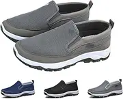 [Oyeahoo] Auguscare Shoes Men,Men's Arch Support Slip-On Canvas Loafers,Men's Mesh Breathable Walking Shoes