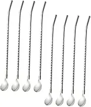 STOBAZA 8Pcs Spoons Multipurpose Cocktail Stirring Spoons for Ice Cream Watermelon and More and Stylish Kitchen Utensils for Home and Bar Use