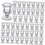 48 Pieces Glass Taper Candle Holders 2.5 Inch Glass Taper Candlestick Clear
