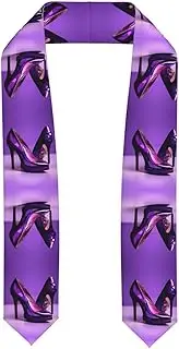 [SKKNT] Elegant Purple High Heels With Lipstick Print Graduation Shawl Stole For Academic Commencements Honor Sash Congratulations