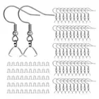 100 Pcs Fish Hooks Clasp with Clear Silicone Earring Backs Stoppers for DIY