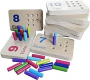 BEACENOV Montessori Wooden Educational Toy Counting & Number Board, Learning 1-10 Math Number, Preschool Activity for Toddlers, Toddler Learning Toys