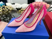 Stuart Weitzman Womens Tasha Pumps Heels Pink Dash Mesh EU 36.5 US 6 B New