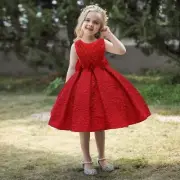 Girls Frock Style Party Dress 7-10 Year-Red