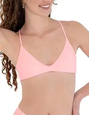 [Cheeky Femme] Womens Triangle Bikini Top, Seamless Triangle Top Bikini, Criss Cross Bikini Top, Tie Back Bikini Top