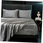 Flannel Sheets King Size Deep Pocket, 250 GSM Micro Plush Velvet, Hotel
