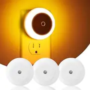 3 Pack Plug in LED Night Lights, Auto Dusk to Dawn Sensor Night Lights, Amber Kids Baby Night Light Indoor, Plug-in Wall Light for Staircase Bathroom Bedroom Hallway