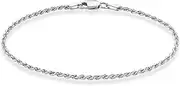 [Miabella] 925 Sterling Silver Italian 2mm Solid Diamond-Cut Rope Chain Necklace 18"-24"-30"