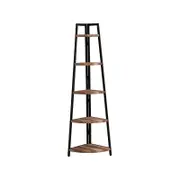 IHOMDEC 5 Tier Industrial Style A-Shaped Corner Bookshelf Retro Brown