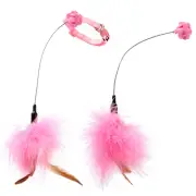 2 Pcs Collar Cat Teaser Stick Toy Springs Kitten Collars Feather
