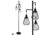 Costway 1.7m 3-Shade Floor Lamp LED Industrial Reading Lights Metal Standing Corner Sofa Bedrside Kitchen
