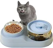 Automatic Dog Feeder | 2 in 1 Automatic Cat Water Dispenser,Quiet Design, Tilt Cervical Support, Feeding and Watering Supplies for Kitten Weaning