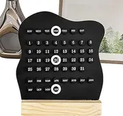 Wooden Perpetual Calendar - Desktop Table Calendar Desk Accessories - Stationery Supplies Date Display, Modern Reusable Cute Decor, Home Decorations for Student Teacher