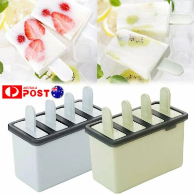 4 cells Mould Frozen Molds Icy Pole Jelly Block Maker Ice Cream Pop Popsicle