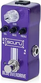 Labymos SCURU Guitar Blue Overdrive Effects Pedal GAIN/VOL/BASS/TREBLE Powerful EQ Stack DC 9V 6.35mm Input/Output Interface Mini Electric Guitar Blue Overdrive Effector with True Bypass