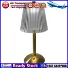 LF# Crystal Table Lamp Metal Base Rechargeable Touch Desk Light (Striped Crystal