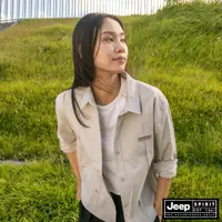 在飛比找蝦皮商城優惠-JEEP女裝 雙門襟設計長袖襯衫-米白色