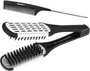 Clamp Hair Brush Straightener Detangler Comb Nylon Bristle Double Sided Straightening Air Vented Flat for Wet,Dry,Fine,Thick Natural Hair (White)