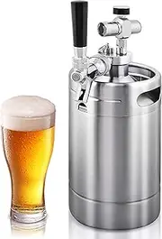 NutriChef Double Walled System-64oz Stainless Steel Growler Tap Portable Mini Keg Dispenser Kegerator Kit w/ Co2 Pressure Regulator for Craft Beer Draft/Homebrew PKBRTP99, 64oz