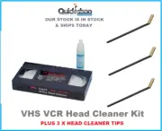 VHS VCR Head Cleaner Kit for Video Tape Cassette , Cleaning Fluid, Cleaning Tips