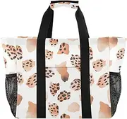 [sanluoli] Tote Foldable Tote Bag For Beach Sandproof Canvas Tote Bag For Car, Rose Gold Leopard Print, 1 size