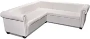 vidaXL 5 Seater Chesterfield Corner Leather Sofa Couch Chaise Lounge Bed White