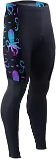 [AIXIWAWA] Men's Cycling Pants (Blue Purple Octopuses) Print Outdoor Tights 3D Padded Bike Riding Long Pants