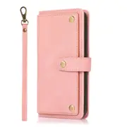 Crossbody Phone Case Wallet PU Leather Flip Wrist Holder iPhone Cases-Rose Gold