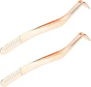 VICASKY 2Pcs Stainless Steel Eyelash Extension Tweezers Applicator Comb Ergonomic Design for Makeup Artists for Easy Application of Fake Lashes