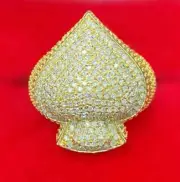 3 Ct Round Cut Simulated Diamond 14k Yellow Gold Finish Cluster Wedding Men Ring