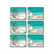 Cinnamon Cork Backed Coasters Set of 6 Beach Lantern