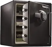 SentrySafe Fireproof and Waterproof Black Steel Home Safe with Digital Keypad Lock and Organization Trays for Money, Documents, 1.23 Cubic Feet, SFW123EU