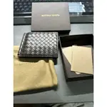 二手美品 BV皮夾 BOTTEGA VENETA 經典編織小牛皮六卡鈔票夾短夾深咖啡色