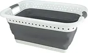 Seymour's Collapse-A Laundry Basket 37L - White and Grey Space-Saving, Foldable Laundry Basket for Home, Flats, and Apartment Use