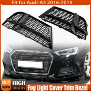 2X Honeycomb Fog Light Grille Mesh Cover Gloss Black for 16-19 Audi A3 8V S-Line (for: Audi)