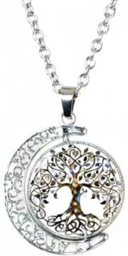 Tree Of Life Moon Pendant Necklace Jewelry For Women Teen Girls Silver|Necklace