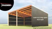 Pole Building - Full Engineered Plans - Lean-to 2 Bay Open