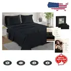 800-Thread Count King Size Black Sheet Set - Tailored Design - All Seasons