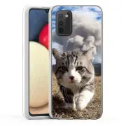 (Doomsday Cat)ShockProof TPU phone case cover(Clear)for Samsung Galaxy A02S