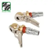 Lock On Clip Inflator Steel Fitting 2 Ball Tire with Valve Stem Air Tyre Chuck