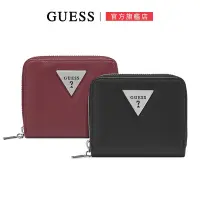 在飛比找Yahoo奇摩購物中心優惠-【GUESS】經典LOGO皮革拉鍊短夾-兩色任選