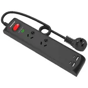 Monster 2 Socket 4 USB Surge Protector Black