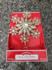metal tree topper star Snow Flake 10.5 Inch