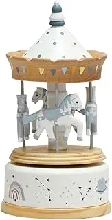 Qianly Whimsical Carousel Horse Music Box for Special Occasions, Blue, as described